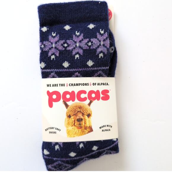 Pacas Alpaca Socks Women's M/L US 8.5-11.5 Soft Purple/Blue Holiday Soft Cozy - Picture 1 of 4